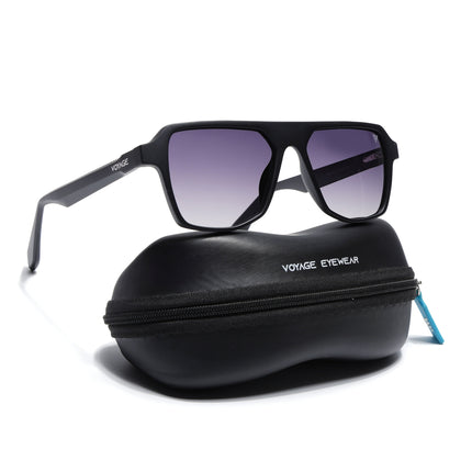 Wayfarer Polarized Sunglasses for Men & Women (Grey & Clear Lens | Black Frame - PMG7274)