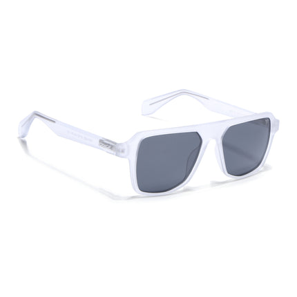 Wayfarer Polarized Sunglasses for Men & Women (Black Lens | Transparent Frame - PMG7275)