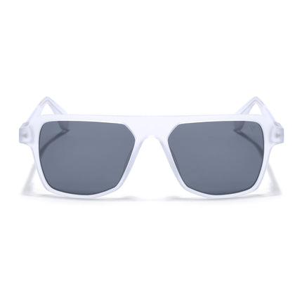 Wayfarer Polarized Sunglasses for Men & Women (Black Lens | Transparent Frame - PMG7275)