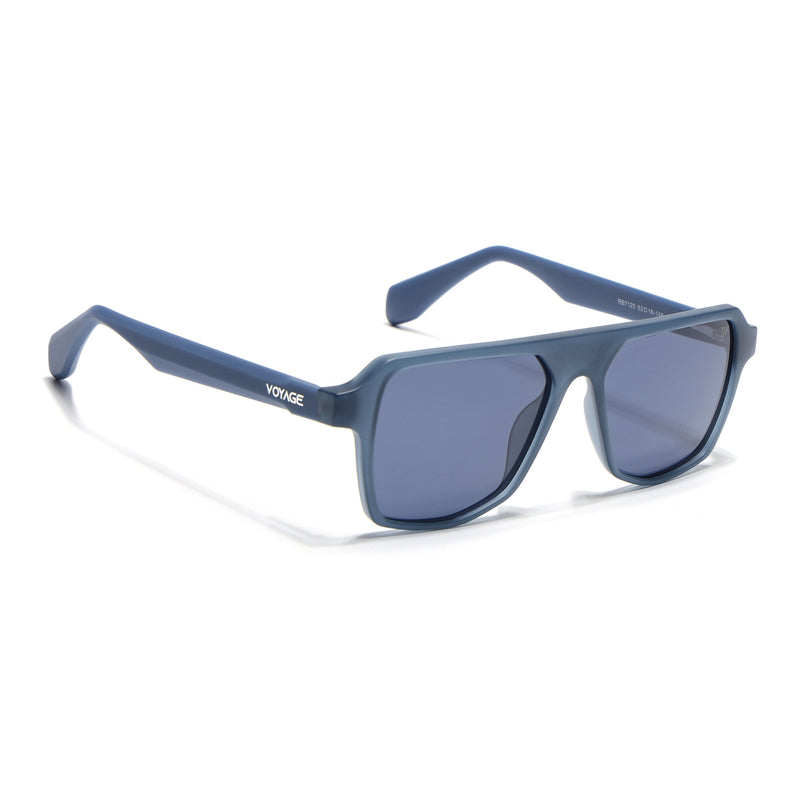 Wayfarer Polarized Sunglasses for Men & Women (Grey Lens | Blue Frame - PMG7276)