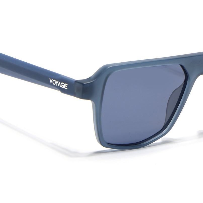 Wayfarer Polarized Sunglasses for Men & Women (Grey Lens | Blue Frame - PMG7276)