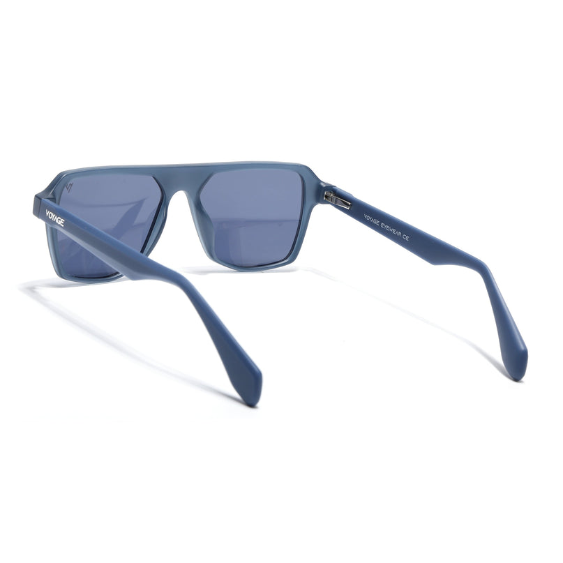 Wayfarer Polarized Sunglasses for Men & Women (Grey Lens | Blue Frame - PMG7276)