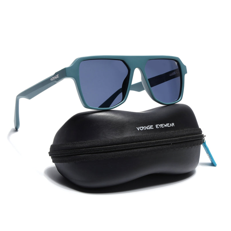 Wayfarer Polarized Sunglasses for Men & Women (Grey Lens | Matt Teal Frame - PMG7277)