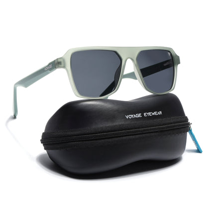 Wayfarer Polarized Sunglasses for Men & Women (Black Lens | Green Frame - PMG7278)