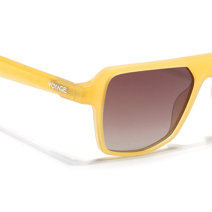 Wayfarer Polarized Sunglasses for Men & Women (Brown & Clear Lens | Sun Yellow Frame - PMG7280)