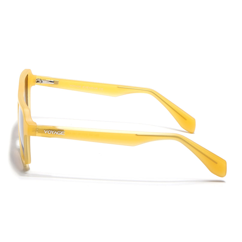 Wayfarer Polarized Sunglasses for Men & Women (Brown & Clear Lens | Sun Yellow Frame - PMG7280)