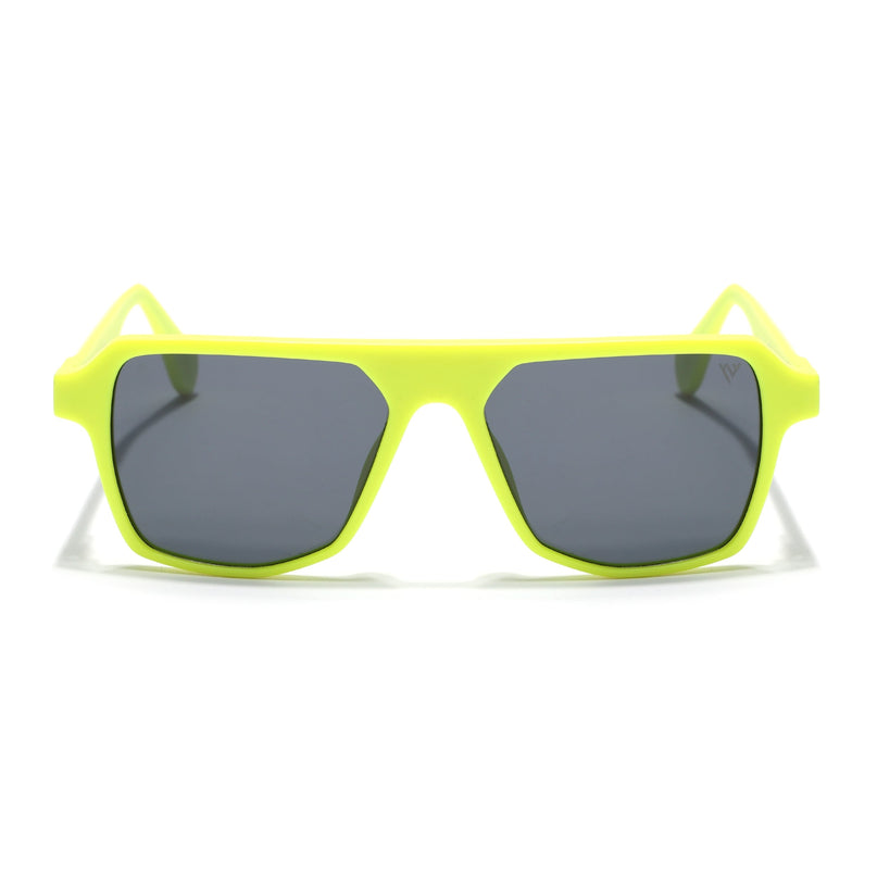Wayfarer Polarized Sunglasses for Men & Women (Black Lens | Neon Yellow Frame - PMG7281)