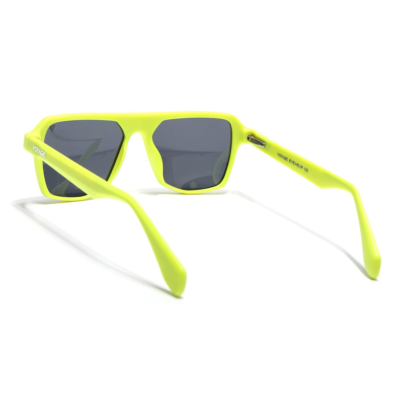 Wayfarer Polarized Sunglasses for Men & Women (Black Lens | Neon Yellow Frame - PMG7281)