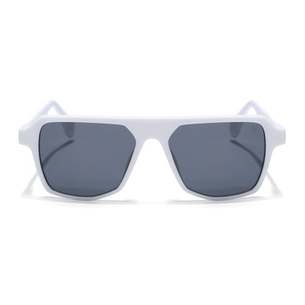 Wayfarer Polarized Sunglasses for Men & Women (Black Lens | White Frame - PMG7282)