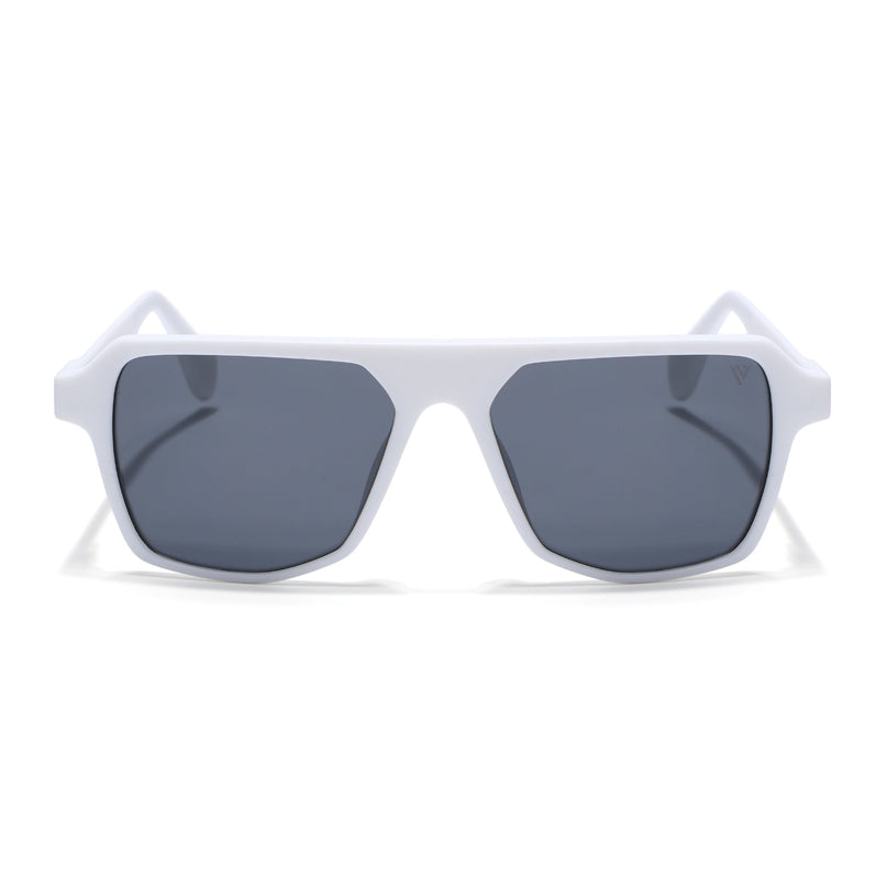 Wayfarer Polarized Sunglasses for Men & Women (Black Lens | White Frame - PMG7282)