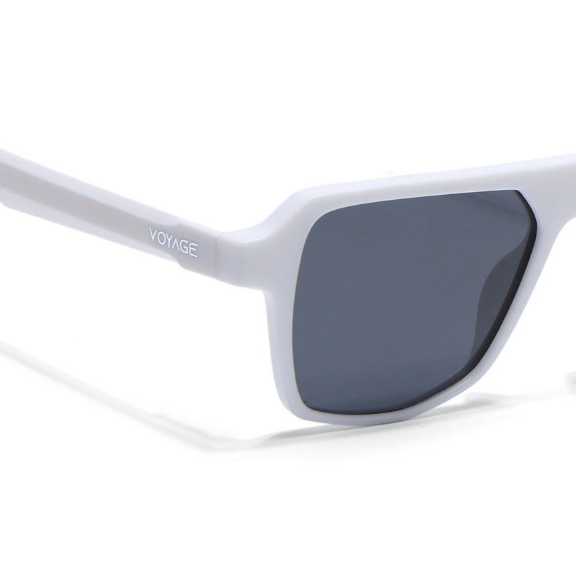 Wayfarer Polarized Sunglasses for Men & Women (Black Lens | White Frame - PMG7282)