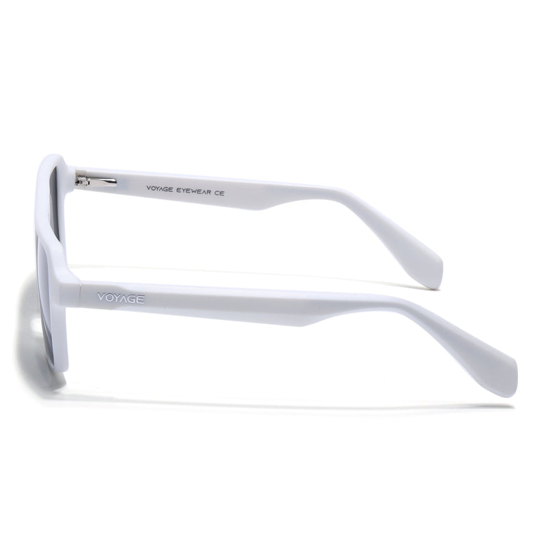 Wayfarer Polarized Sunglasses for Men & Women (Black Lens | White Frame - PMG7282)