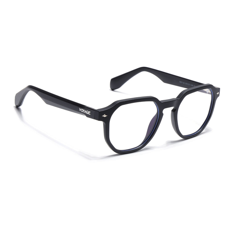 Voyage Black Round Eyeglasses for Men & Women (7122FMG7301-C1)