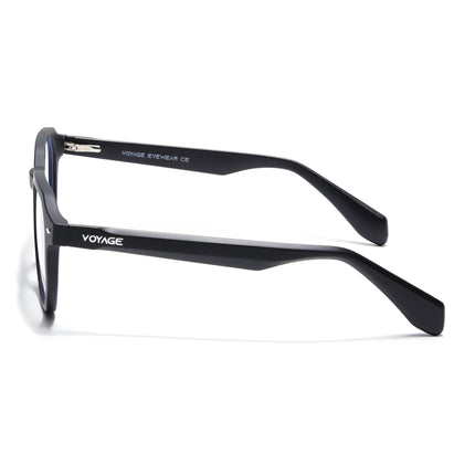 Voyage Black Round Eyeglasses for Men & Women (7122FMG7301-C1)