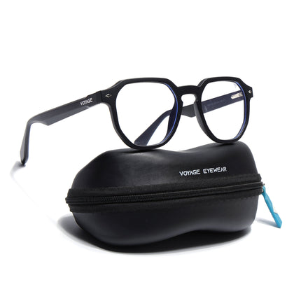 Voyage Black Round Eyeglasses for Men & Women (7122FMG7301-C1)