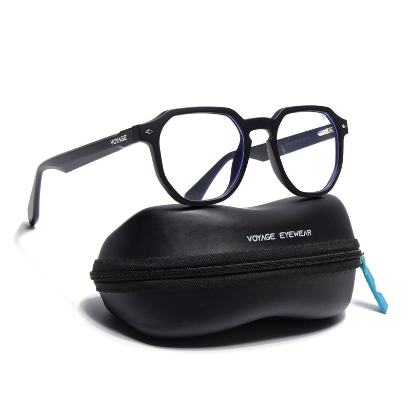 Voyage Black Round Eyeglasses for Men & Women (7122FMG7301-C1)