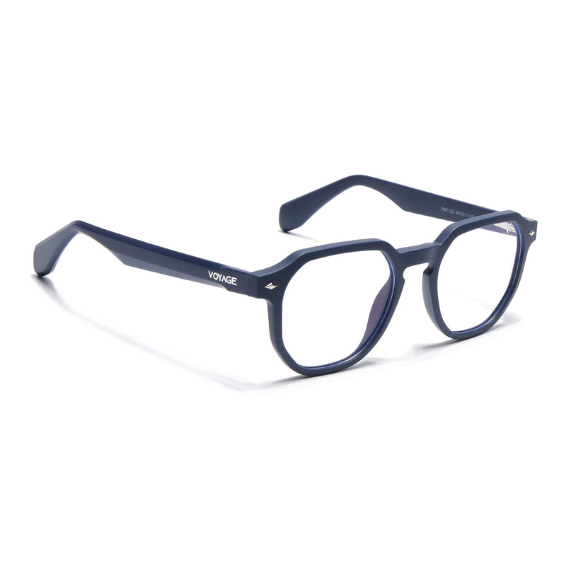 Voyage Matt Blue Round Eyeglasses for Men & Women (7122FMG7304-C4)
