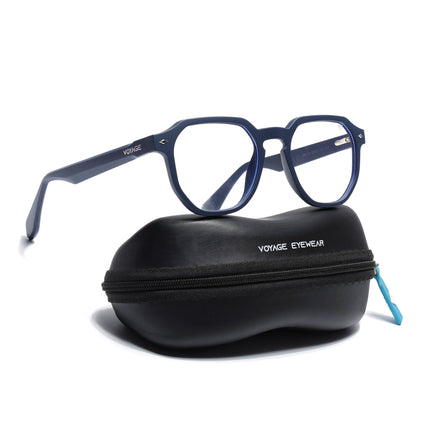 Voyage Matt Blue Round Eyeglasses for Men & Women (7122FMG7304-C4)