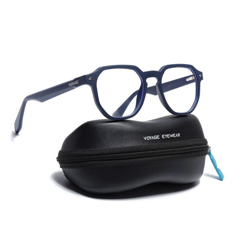 Voyage Matt Blue Round Eyeglasses for Men & Women (7122FMG7304-C4)