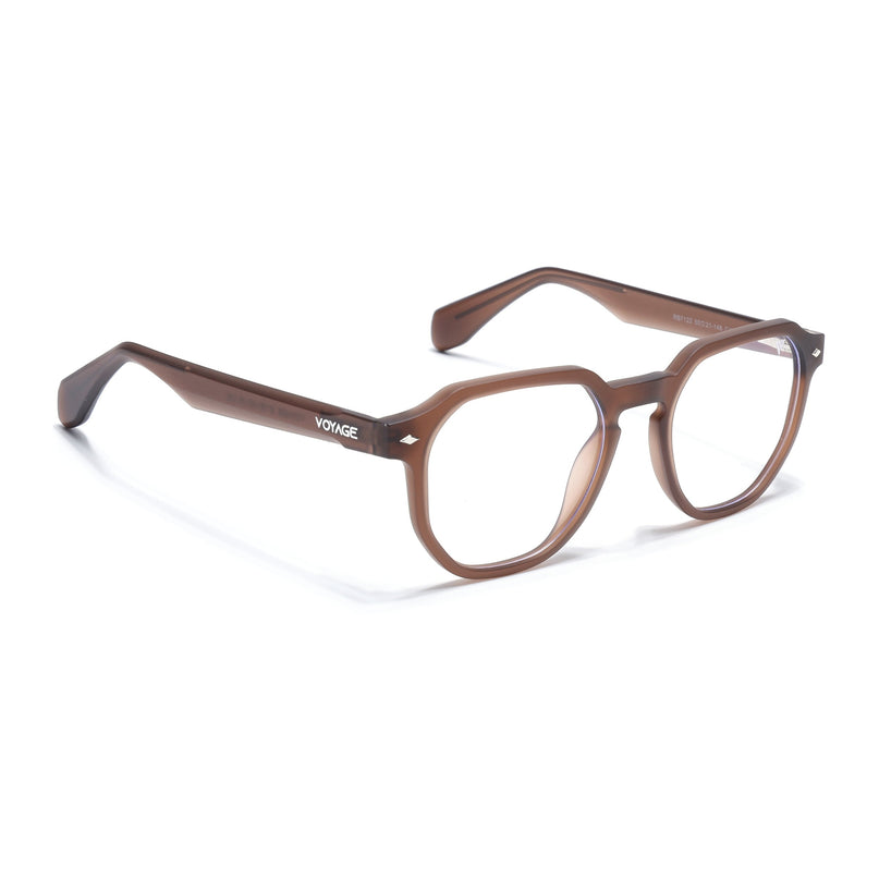 Voyage Brown Round Eyeglasses for Men & Women (7122FMG7308-C8)