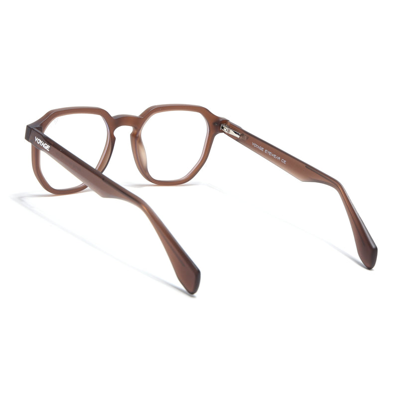 Voyage Brown Round Eyeglasses for Men & Women (7122FMG7308-C8)