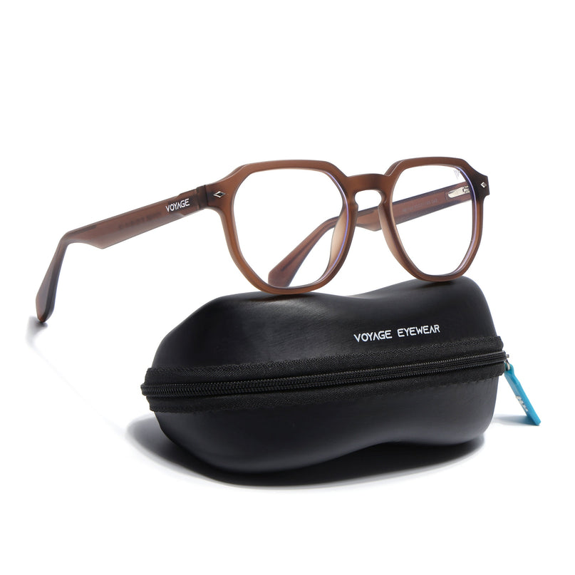 Voyage Brown Round Eyeglasses for Men & Women (7122FMG7308-C8)