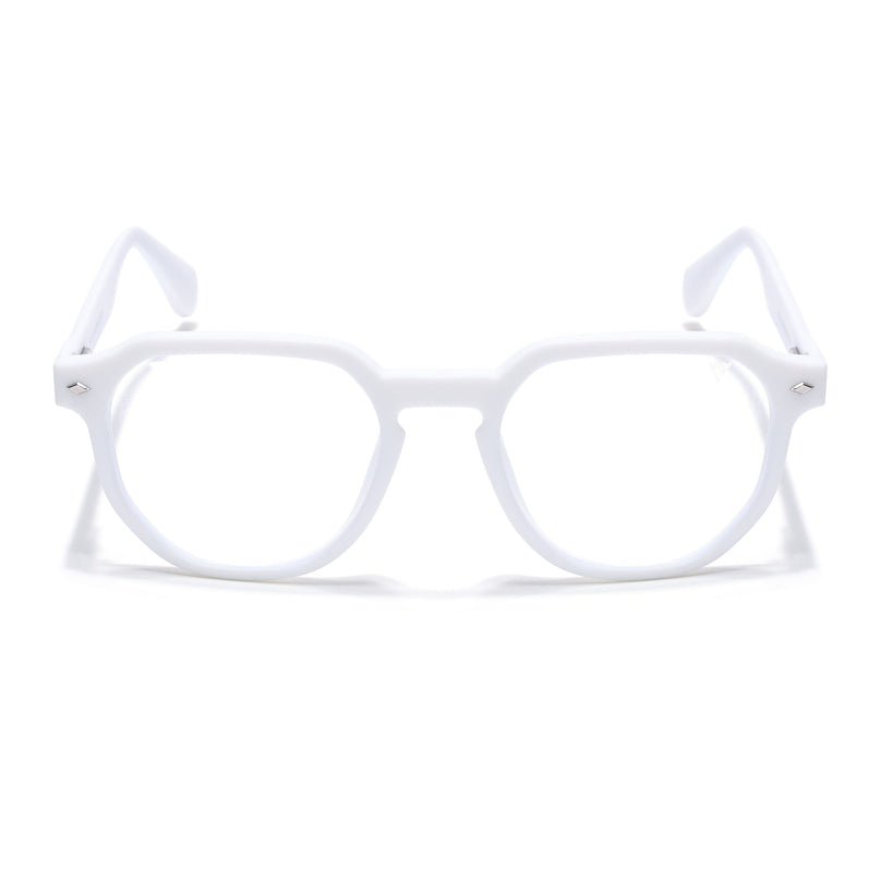 Voyage White Round Eyeglasses for Men & Women (7122FMG7309-C9)