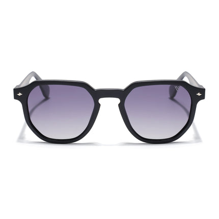 Round Polarized Sunglasses for Men & Women (Black & Clear Lens | Black Frame - PMG7264)