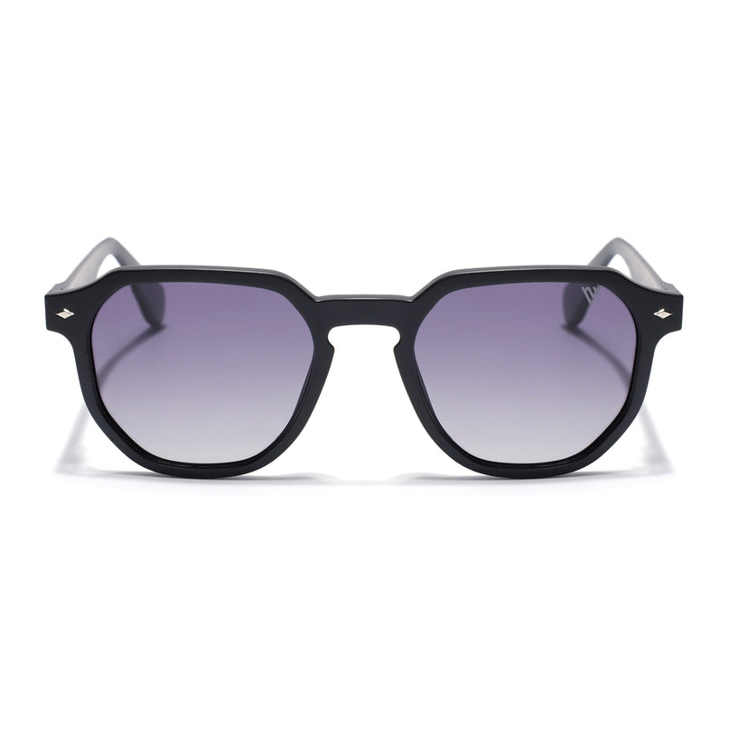 Round Polarized Sunglasses for Men & Women (Black & Clear Lens | Black Frame - PMG7264)