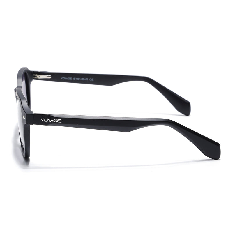 Round Polarized Sunglasses for Men & Women (Black & Clear Lens | Black Frame - PMG7264)