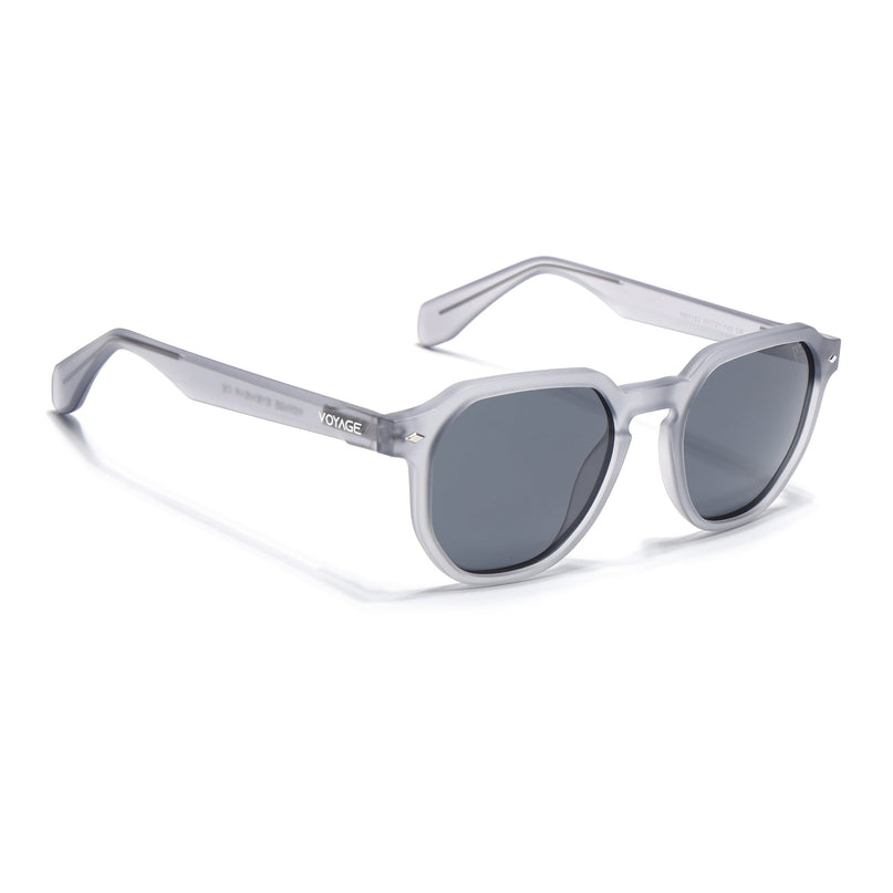 Round Polarized Sunglasses for Men & Women (Black Lens | Dark Grey Frame - PMG7265)