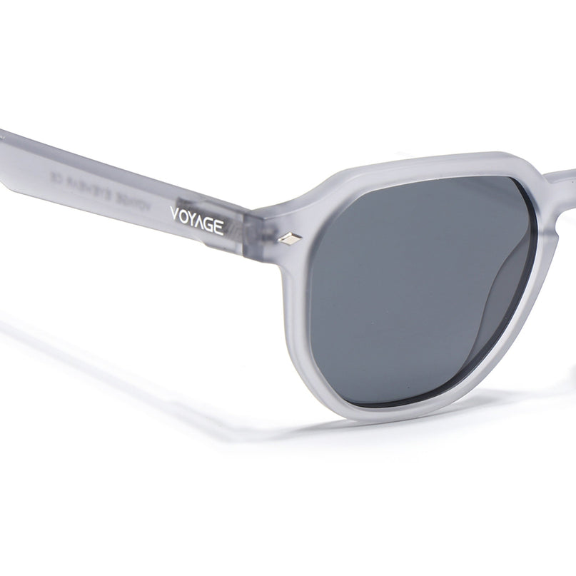 Round Polarized Sunglasses for Men & Women (Black Lens | Dark Grey Frame - PMG7265)