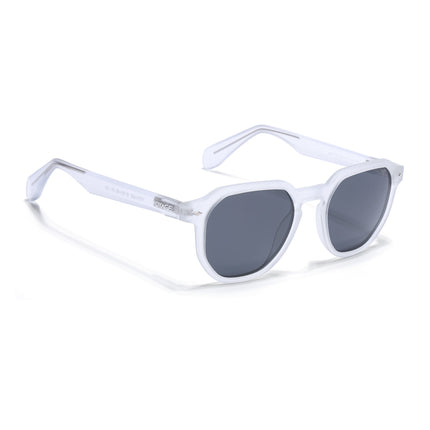 Round Polarized Sunglasses for Men & Women (Black Lens | Transparent Frame - PMG7266)