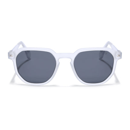 Round Polarized Sunglasses for Men & Women (Black Lens | Transparent Frame - PMG7266)