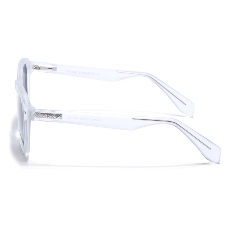 Round Polarized Sunglasses for Men & Women (Black Lens | Transparent Frame - PMG7266)