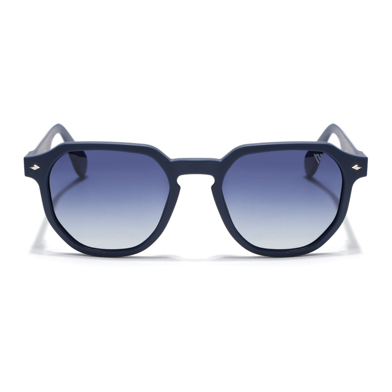 Round Polarized Sunglasses for Men & Women (Grey & Clear Lens | Matt Blue Frame - PMG7267)