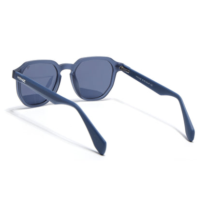 Round Polarized Sunglasses for Men & Women (Grey Lens | Blue Frame - PMG7268)