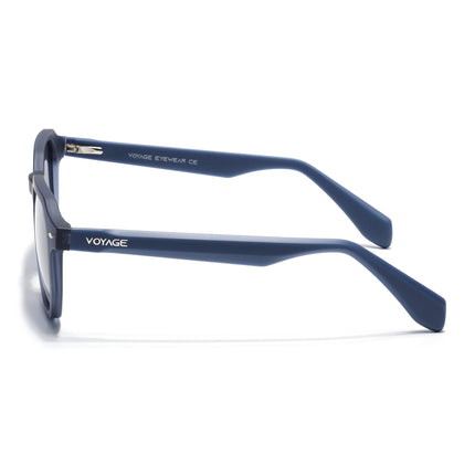 Round Polarized Sunglasses for Men & Women (Grey Lens | Blue Frame - PMG7268)