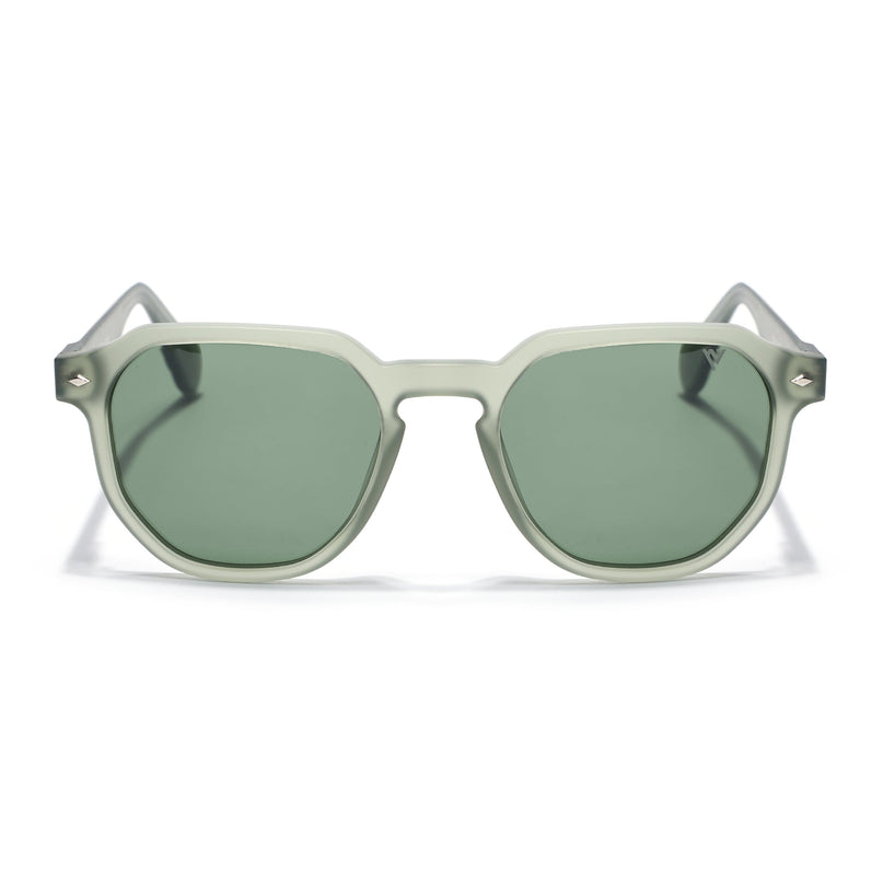 Round Polarized Sunglasses for Men & Women (Green Lens | Green Frame - PMG7269)