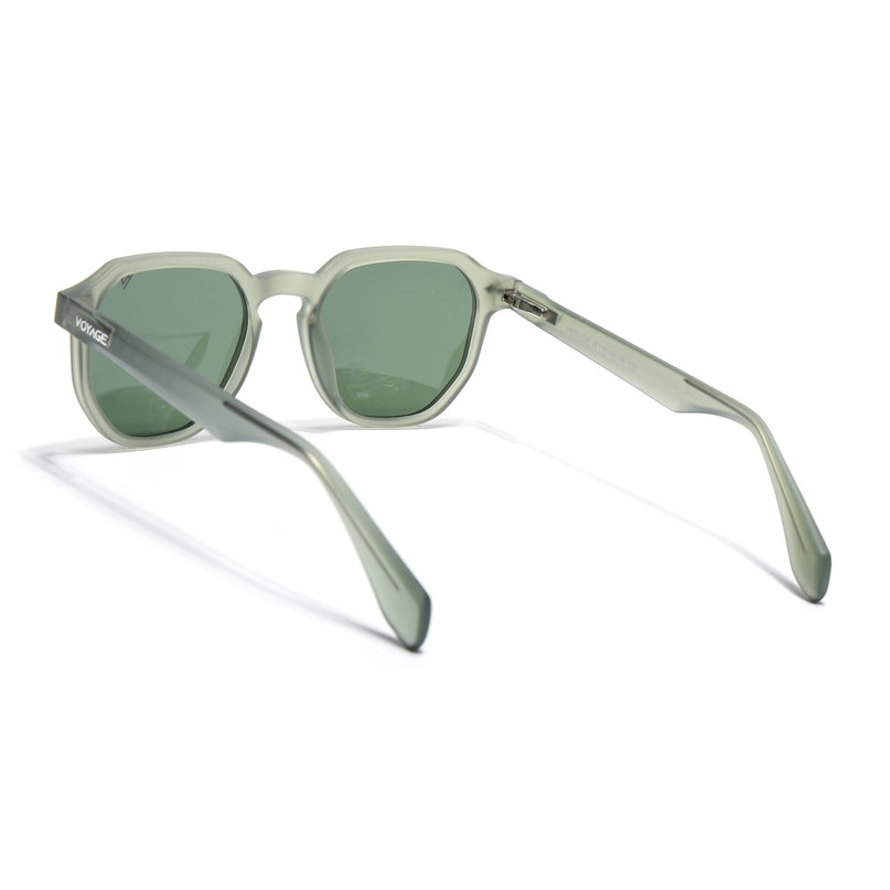 Round Polarized Sunglasses for Men & Women (Green Lens | Green Frame - PMG7269)