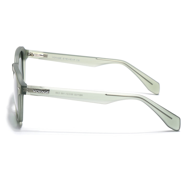 Round Polarized Sunglasses for Men & Women (Green Lens | Green Frame - PMG7269)