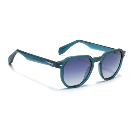 Round Polarized Sunglasses for Men & Women (Grey & Clear Lens | Sea Green Frame - PMG7270)