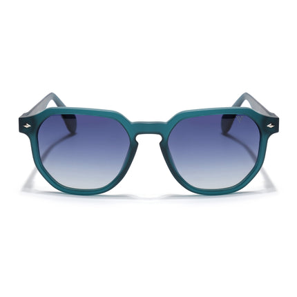 Round Polarized Sunglasses for Men & Women (Grey & Clear Lens | Sea Green Frame - PMG7270)