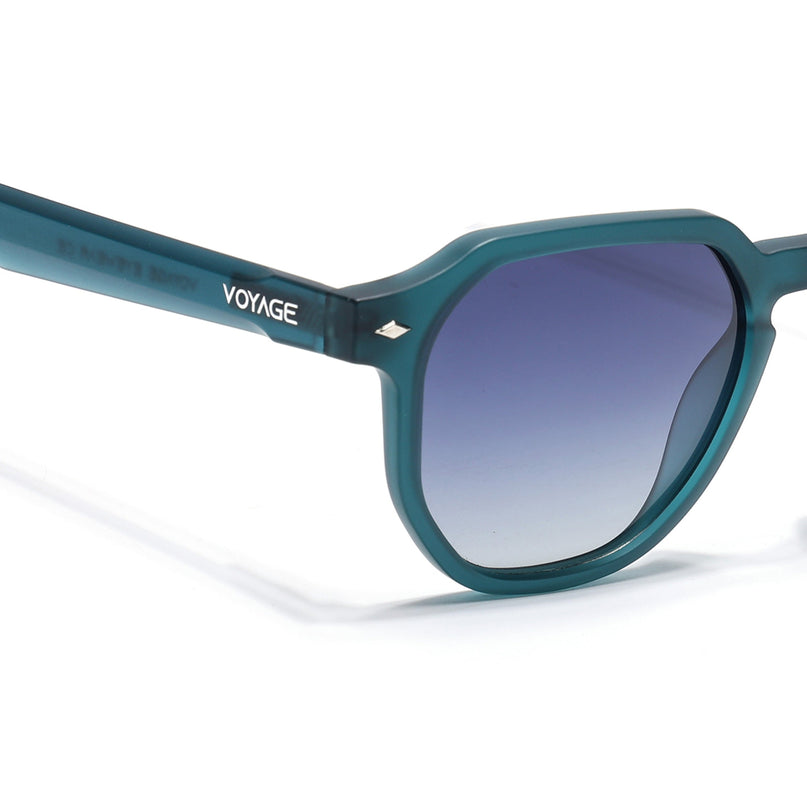 Round Polarized Sunglasses for Men & Women (Grey & Clear Lens | Sea Green Frame - PMG7270)