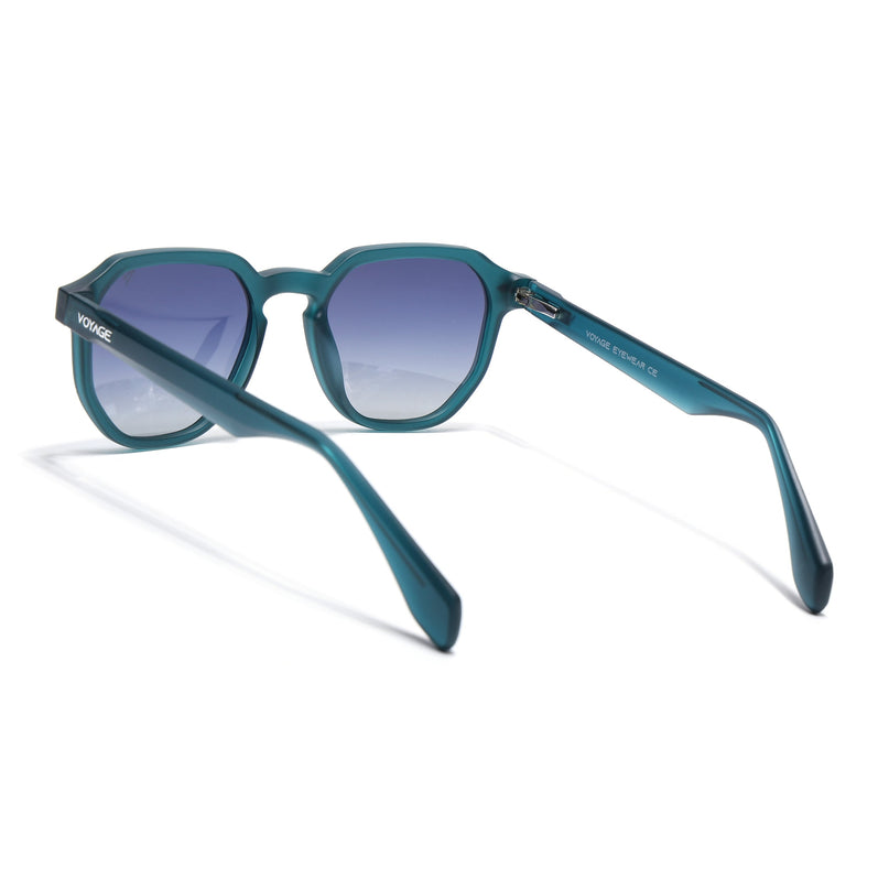 Round Polarized Sunglasses for Men & Women (Grey & Clear Lens | Sea Green Frame - PMG7270)