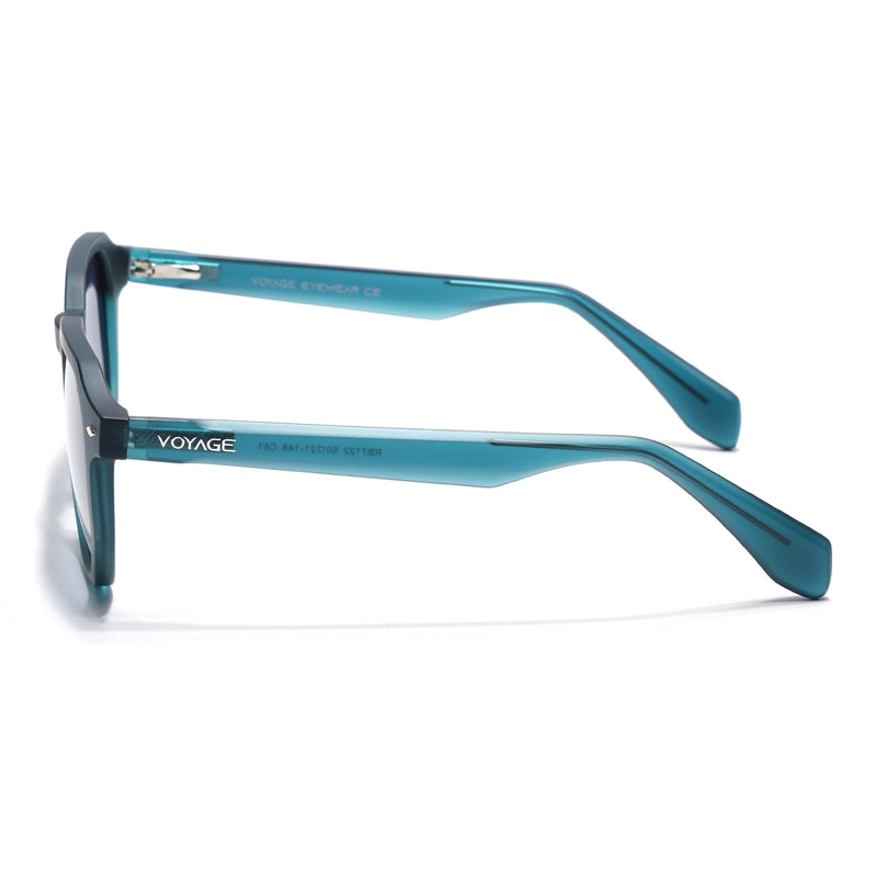 Round Polarized Sunglasses for Men & Women (Grey & Clear Lens | Sea Green Frame - PMG7270)