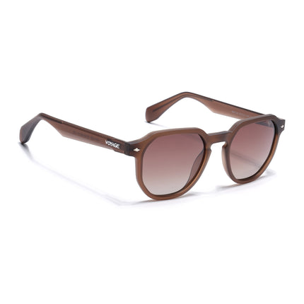 Round Polarized Sunglasses for Men & Women (Brown & Clear Lens | Brown Frame - PMG7271)