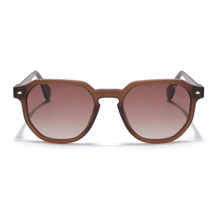Round Polarized Sunglasses for Men & Women (Brown & Clear Lens | Brown Frame - PMG7271)