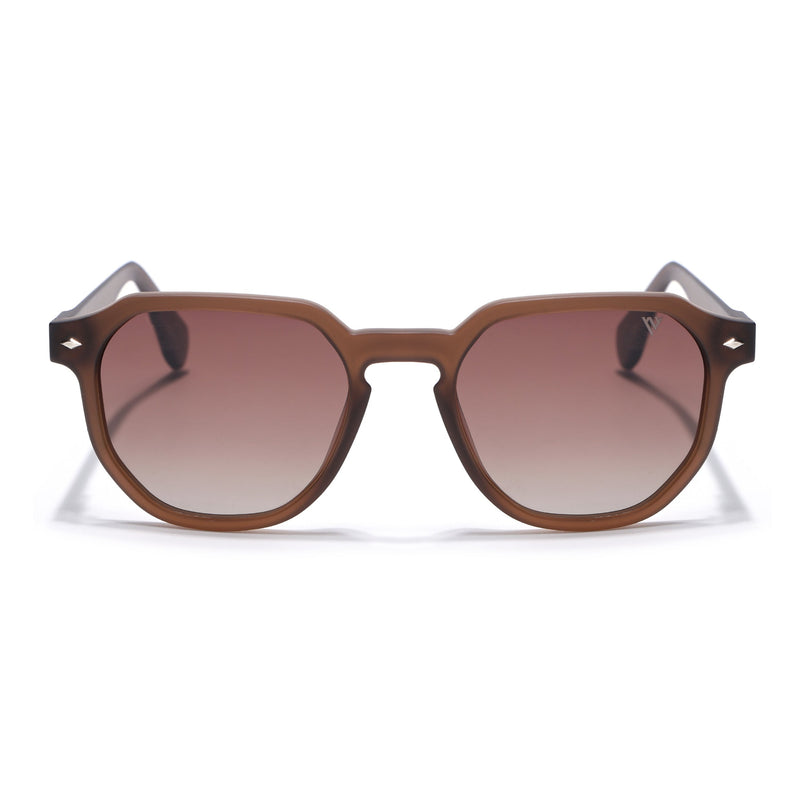 Round Polarized Sunglasses for Men & Women (Brown & Clear Lens | Brown Frame - PMG7271)