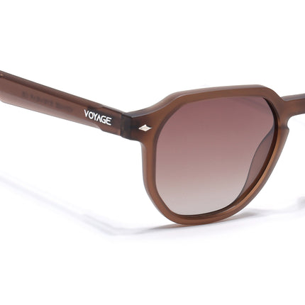 Round Polarized Sunglasses for Men & Women (Brown & Clear Lens | Brown Frame - PMG7271)